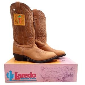 Laredo Western Cowboy Boots Mens 10 EW Leather Walnut Deertan 68372 NWT Box